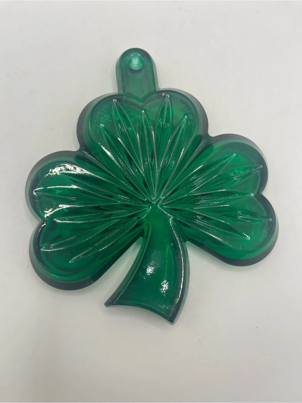 Waterford Crystal Green Shamrock Ornament Signed Tom Brennan